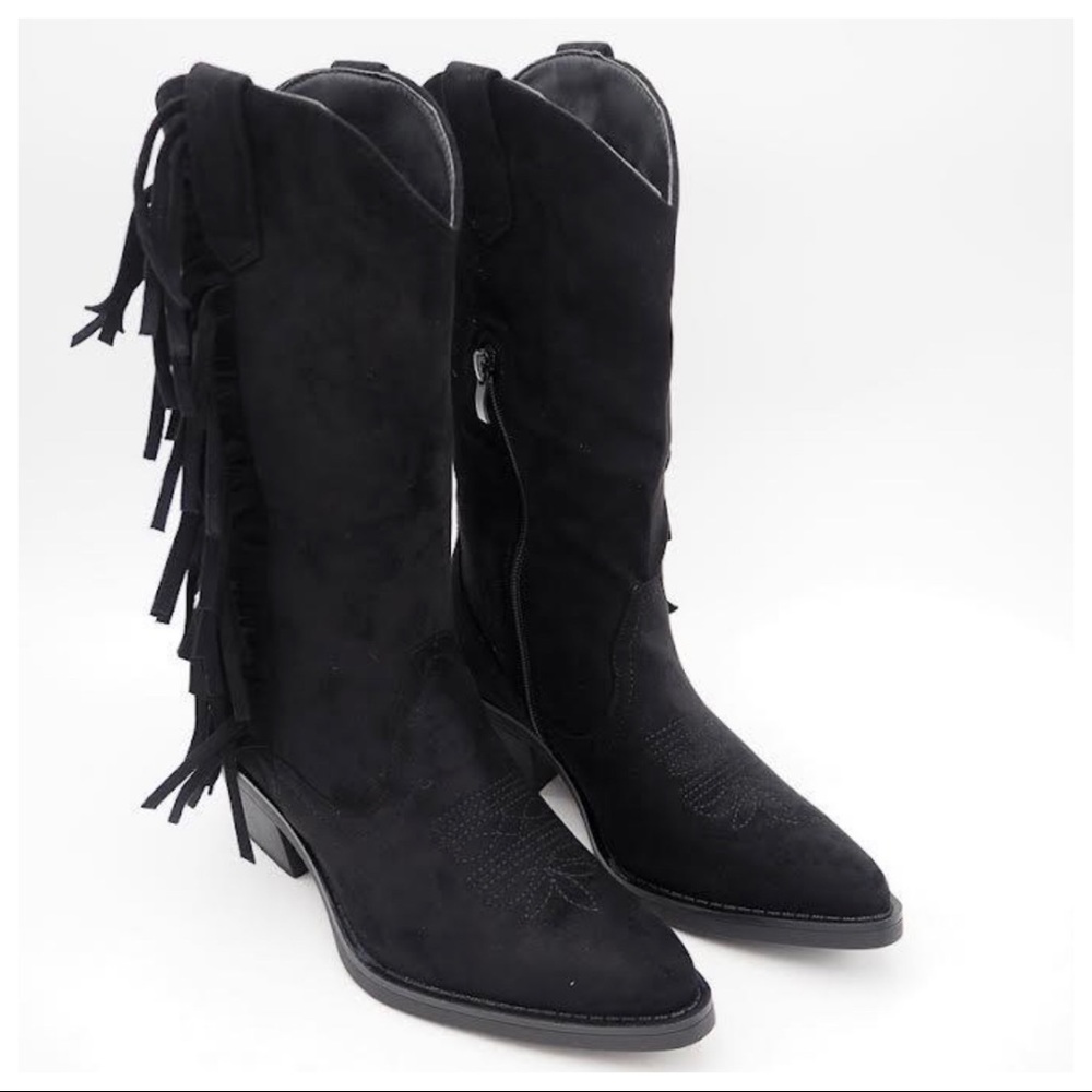 ✨Paris France! Absolutely Fabulous Black Cowboy western Fringe Boots